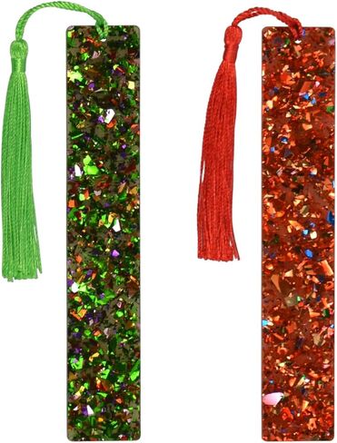 2 Pcs Bookmarks, Tassel Bookmarks, Sparkly Acrylic Bookmarks with Tassels, Pink, Purple 5.51 x 0.78 in for Women, Girls, and Book Lovers Reading Presents (Pink+Purple) in Saudi Arabia