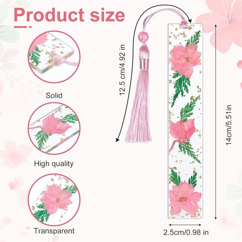4pcs Resin Page Holder, Dried Flower Resin Book Thumb Holder & Pressed Flower Bookmark with Tassel Reading Accessories Gift for Reading Lovers, Literary, Students, Teachers in Saudi Arabia