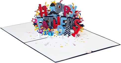 Text Happy Fathers Day Cards, Dad Birthday Cards, 3D Gift Card for Him, Husband, Brother, Son, Grandad, Birthday Card for Men (Size 6x8 in – Happy Father’s Day) in Kuwait