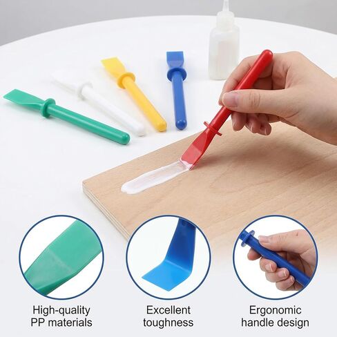 10 Pcs Glue Spreader, Plastic Glue Applicator Colored Silicone Glue Brush Non-Stick Reusable Glue Smear Sticks for Epoxy Woodworking Painting Handmade DIY Art Craft in Kuwait