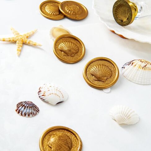 Nuvretk 30pcs Gold Wax Seal Stickers – Handmade Thick 3D Shell Design, Self-Adhesive Real Wax Seals for Envelopes, Invitations & Packaging(Antique Gold) in Saudi Arabia