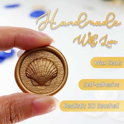 Nuvretk 30pcs Gold Wax Seal Stickers – Handmade Thick 3D Shell Design, Self-Adhesive Real Wax Seals for Envelopes, Invitations & Packaging(Antique Gold) in Saudi Arabia