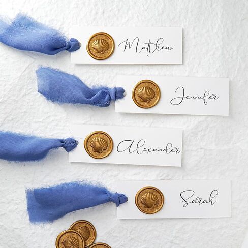 Nuvretk 30pcs Gold Wax Seal Stickers – Handmade Thick 3D Shell Design, Self-Adhesive Real Wax Seals for Envelopes, Invitations & Packaging(Antique Gold) in Saudi Arabia