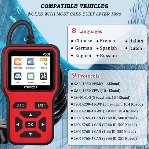 OBD2 Scanner for Chrysler 300 300C 300S 300 Limited 300 Touring 300M, Engine Code Reader Live Data Reading Plug-and-Play Scan Tool Portable Handheld Car Diagnostic Tool in Saudi Arabia