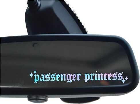 2 x Passenger Princess Vinyl Decal Car Makeup Mirror Rearview Mirror Bumper Sticker Laptop Car Accessory Stars Old English Girlfriend Truck Decal, Car Accessories. 4 inch (Holo) in Kuwait