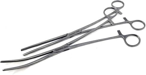 Set of 2 Premium Quality 12" Rochester Pean Hemostat Forceps Straight & Curved Clamps Three Locking Positions Made of Stainless Steel with Full Serrated Jaws in Saudi Arabia