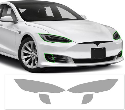 Pre-Cut Headlight & Fog-Light Tint Kit Compatible with Tesla Model S 2012-2021 | Precision Cut Stretchable PPF Vinyl Overlay Cover Wrap (Dark Smoke) in Saudi Arabia