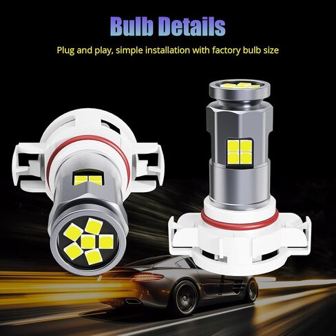 Super Bright 5202 PS19W LED Fog Light Bulbs or DRL 6000K Xenon White,Compatible with 5202 PS19W PS24W 5201,Automotive-grade 3030 22-SMD 360° Output Fog Lamps Replacement12V for Cars and Trucks in Saudi Arabia