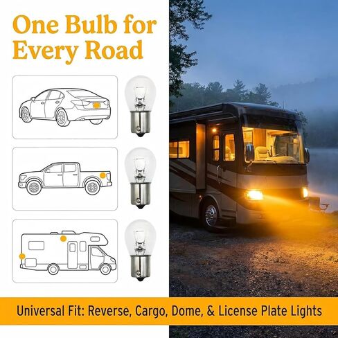 1141 Automotive Incandescent Light Bulbs, 12V 12.8V RV Interior Light, S8 BA15s Bayonet Base, Flicker-Free, 1000-Hour Lifespan, Warm White 2700K, 10 Pack in Saudi Arabia