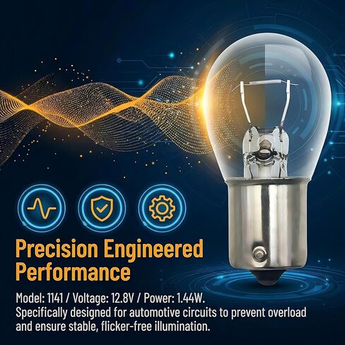 1141 Automotive Incandescent Light Bulbs, 12V 12.8V RV Interior Light, S8 BA15s Bayonet Base, Flicker-Free, 1000-Hour Lifespan, Warm White 2700K, 10 Pack in Saudi Arabia