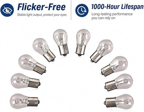 1141 Automotive Incandescent Light Bulbs, 12V 12.8V RV Interior Light, S8 BA15s Bayonet Base, Flicker-Free, 1000-Hour Lifespan, Warm White 2700K, 10 Pack in Saudi Arabia