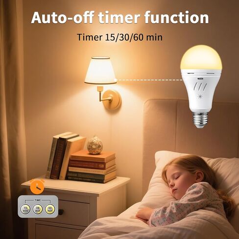 A19 Rechargeable Emergency Light Bulb with Remote, E26 USB Dual Charging, 3 Color Dimmable LED, Touch Hardwired Battery Powered Backup Bulb for Power Outage, Hurricane, Camping Outdoor in Saudi Arabia