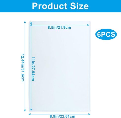 Zorfeter 6 Pack 8.5 x 11 Inch Rigid Print Protectors, Clear Plastic Page Protectors Hard Sheet Sleeves, Waterproof Document Holder for Photos/Documents in Kuwait