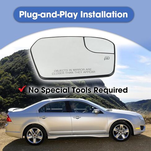 Right Passenger Side Heated Mirror Glass Fit for Ford Fusion 2011 2012 Lincoln MKZ 2011 2012 Mercury Milan 2011, Right Side Exterior Rearview Mirror Power Heated with Blind Spot Glass in Saudi Arabia