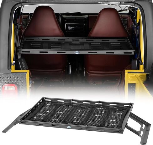 رف حامل الأمتعة للتخزين الداخلي من Hooke Road متوافق مع موديلات 1987-2006 Jeep Wrangler YJ TJ ذات السقف الصلب (باستثناء غير المحدودة)، رف شحن سلة فولاذي خفيف الوزن in Kuwait