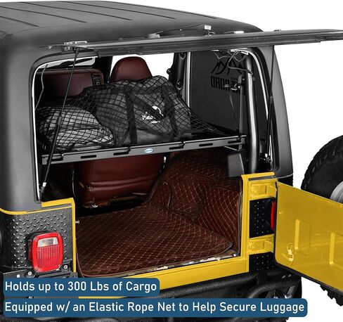 رف حامل الأمتعة للتخزين الداخلي من Hooke Road متوافق مع موديلات 1987-2006 Jeep Wrangler YJ TJ ذات السقف الصلب (باستثناء غير المحدودة)، رف شحن سلة فولاذي خفيف الوزن in Kuwait