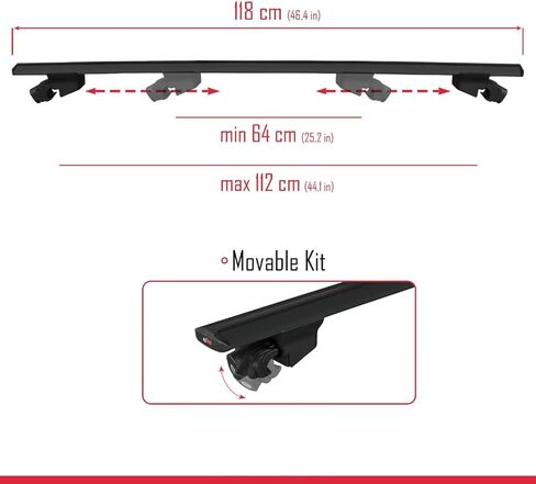 Compatible with Kia Sorento 2010-2015 Roof Rack Hook Luggage Rack Railing Rack with Key Aluminium Black in Saudi Arabia