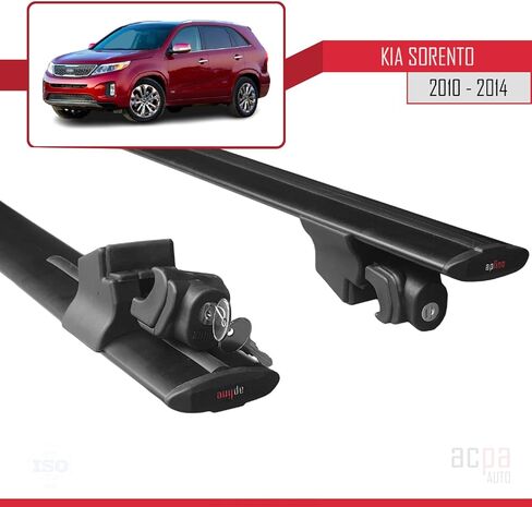 Compatible with Kia Sorento 2010-2015 Roof Rack Hook Luggage Rack Railing Rack with Key Aluminium Black in Saudi Arabia