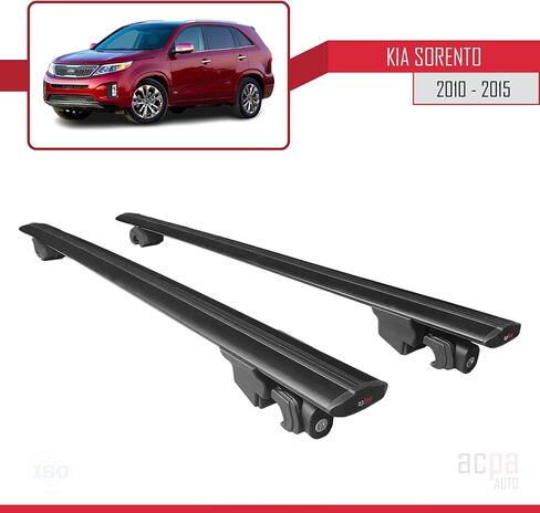 Compatible with Kia Sorento 2010-2015 Roof Rack Hook Luggage Rack Railing Rack with Key Aluminium Black in Saudi Arabia