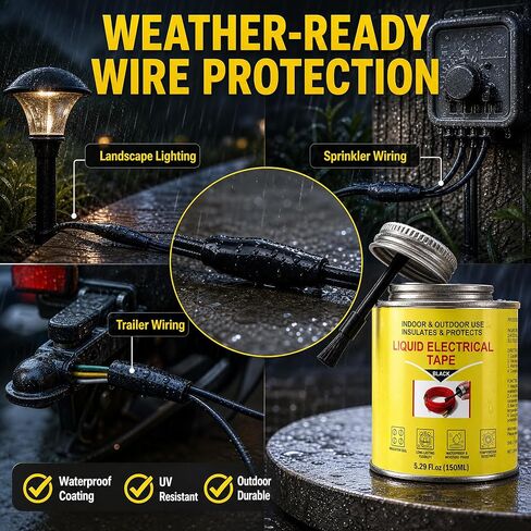 5.29 oz Liquid Electrical Tape, Waterproof Sealing Glue with Brush Cap, Insulating Sealant for Electrical Connections, Plugs, Circuit Boards, Marine & Automotive Use (Black) in Kuwait