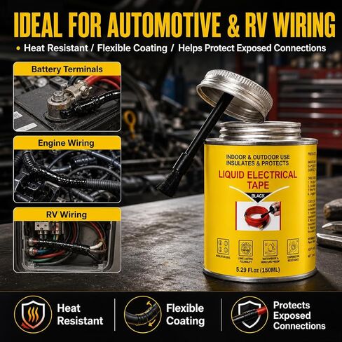 5.29 oz Liquid Electrical Tape, Waterproof Sealing Glue with Brush Cap, Insulating Sealant for Electrical Connections, Plugs, Circuit Boards, Marine & Automotive Use (Black) in Kuwait