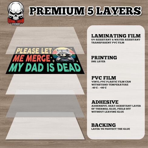 Please Let Me Merge My Dad is Dead | Bumper Sticker or Car Magnet | Vintage Raccoon Sticker for Cars [7.5x3.75] in Saudi Arabia