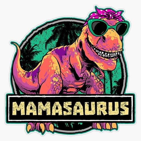 Mamasaurus T Rex Mama Saurus Dinosaur Womens Mother Mom Gift Family Love 5" Magnetic Bumper Sticker in Saudi Arabia
