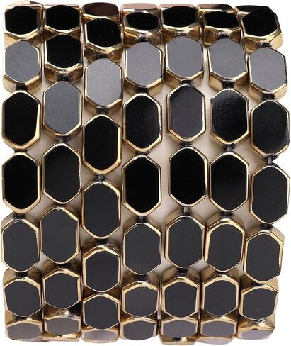 Glass Octagon Beads Lake Blue 6x9mm 28pcs Rectangle Golden Edge Crystal Loose Beads for DIY Craft Jewelry Making in Saudi Arabia