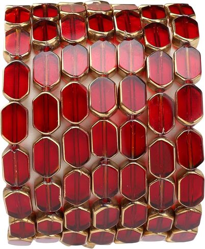 Glass Octagon Beads Lake Blue 6x9mm 28pcs Rectangle Golden Edge Crystal Loose Beads for DIY Craft Jewelry Making in Saudi Arabia