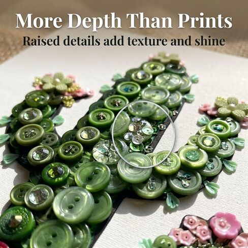 مجموعة حرفية يدوية من Buttons Galore & More للأزرار، تصميم صبار مزخرف بالترتر، زهور خضراء ووردية، مقاس قماش 8 × 10 بوصة in Kuwait