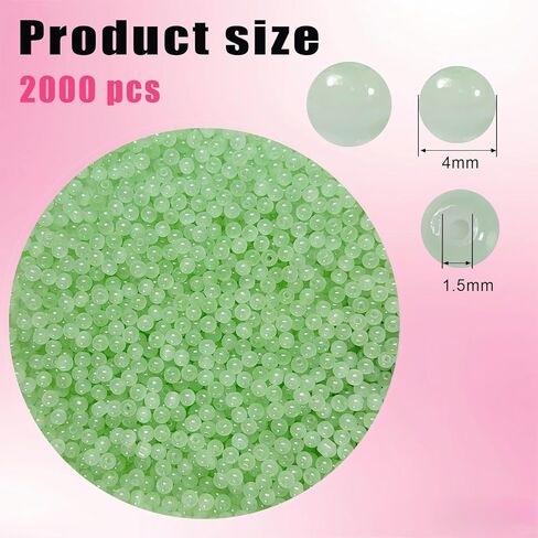 4 مم من الخرز الزجاجي الأخضر - 2000 قطعة 5/32 بوصة - مساحة مستديرة متألقة خرز ناعم ومتين للأساور والقلائد والأقراط وصناعة المجوهرات وديكور الحرف اليدوية مع صندوق تخزين in Kuwait