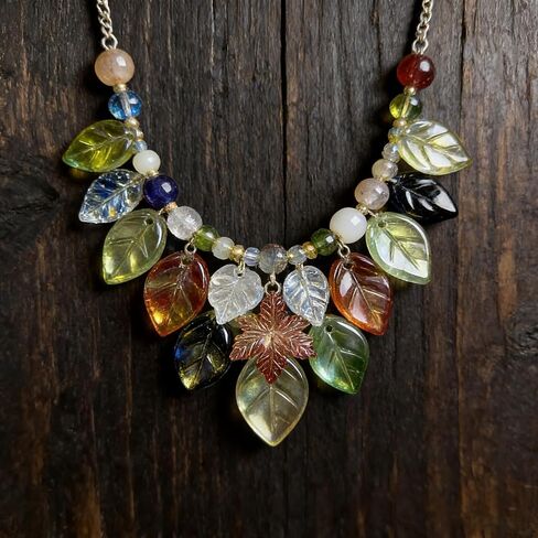 108pcs Glass Leaf Beads for Jewelry Making, Assorted Color Crystal Beads for Beaded Plant DIY Crafts Earring Bracelet Necklaces Wind Chimes in Saudi Arabia