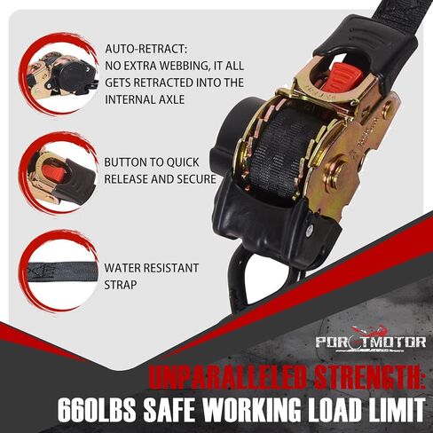 2 Pack Bolt-On Retractable Ratchet Straps (1" x5.3'), Self Retractable Ratchet Tie Down Straps Auto Retracting Transom Tie Down Straps for Boats, Jet Skis, Motorcycles, ATVs, Cargo in Saudi Arabia