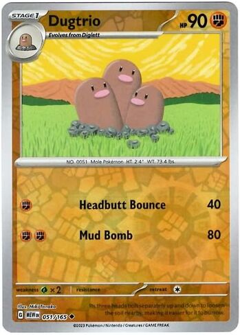 Pokemon - Dugtrio 051/165 - Pokemon 151 - Reverse Foil - Single Card in Saudi Arabia