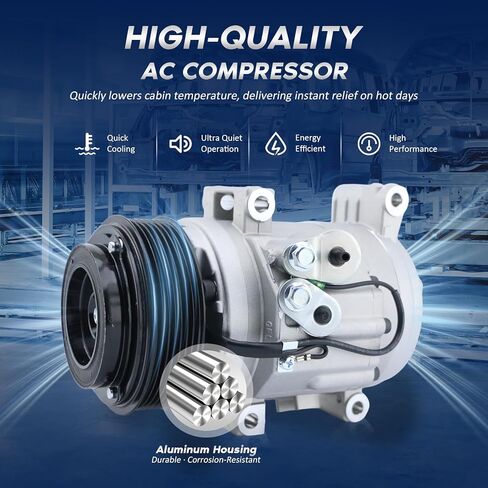 BDELI - AC Compressor Assembly Compatible with 2005 2006 2007 2008 2009 2010 2011 2012 2013 2014 2015 Toyota Tacoma 2.7L 4.0L, Replaces CO10835C 88320-04060 in Saudi Arabia