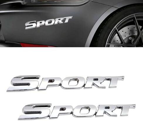 2PCS Metal Sport Sticker, 3D Sport Car Side Fender Rear Trunk Adhesive Emblem, Styling Personalise 3D Premium Decals, Car Exterior Accessories, for Trunk Side Fender Rear Tailgate (Silver) in Saudi Arabia