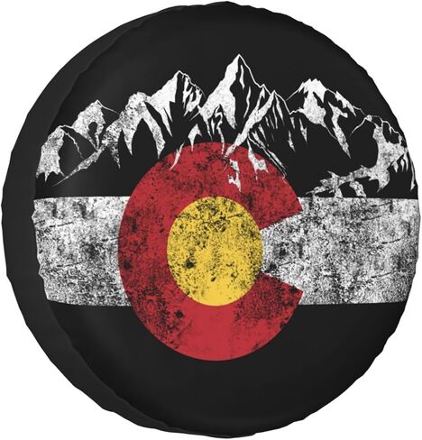 Colorado Flag Vintage Mountain Tire Cover Wheel Protectors Sun Protection Wheel Tire Covers Universal Fit for Truck SUV RV Camper Trailer 17 inch in Kuwait