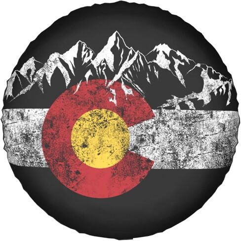 Colorado Flag Vintage Mountain Tire Cover Wheel Protectors Sun Protection Wheel Tire Covers Universal Fit for Truck SUV RV Camper Trailer 17 inch in Kuwait