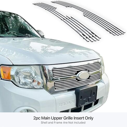 APS Premium Stainless Steel SS Chrome Billet Grille Grill Insert Compatible with Ford Escape 2008 2009 2010 2011 2012 Main Upper N19-A38756F in Saudi Arabia