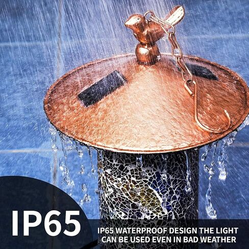 Ottsuls Mosaic Solar Bird Feeder for Outdoors Hanging, Waterproof Lantern Shape with S-Hook & 4 LED Lights, Garden Decor for Lawn, Patio, Balcony, Yard - Unique Gifts for Bird Lovers in Saudi Arabia