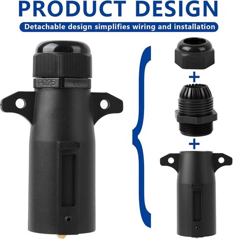 Rv 7 Pin Trailer Plug with Ip68 Waterproof Seal, Detachable Rv-Style 7 Pin Trailer Connector, Designed for Maintaining Equipment Trailers and Long - Distance Trips Rvs Owner to Repairs and Upgrades in Saudi Arabia