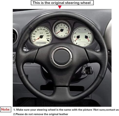HATHWAY Car Steering Wheel Cover, Black Leather, 14.75 inches, Red in Saudi Arabia