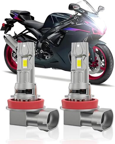 Fit For Kawasaki ZX6r 2007-2012 Kawasaki ZX10r Ninja 2006 2007 2008 2009 2010 Headlights High Low Beam Light bulbs, 1:1 Real Size, 6500K Cool White, 800% Brightnes Bulbs,Plug n Play, pack of 2 in Saudi Arabia