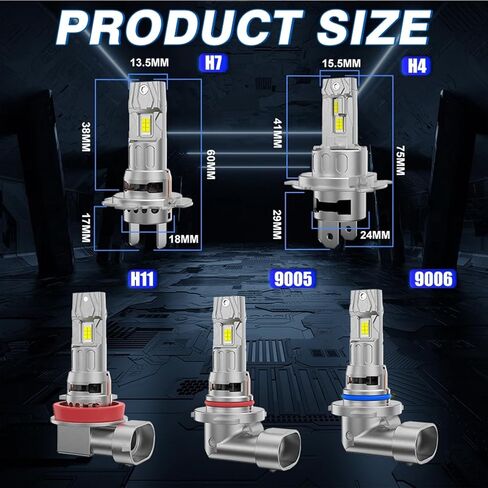 Fit For Kawasaki ZX6r 2007-2012 Kawasaki ZX10r Ninja 2006 2007 2008 2009 2010 Headlights High Low Beam Light bulbs, 1:1 Real Size, 6500K Cool White, 800% Brightnes Bulbs,Plug n Play, pack of 2 in Saudi Arabia