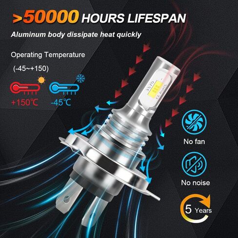 H4/9003 LED Headlight Bulb 6000K Cool White, Super Bright Plug-and-Play Replacement for Honda NPS50 Ruckus 50 2003-2004-2005-2006-2007-2008-2009-2010-2011-2012-2013-2014-2015-2016 Scooter (2 Bulbs) in Saudi Arabia