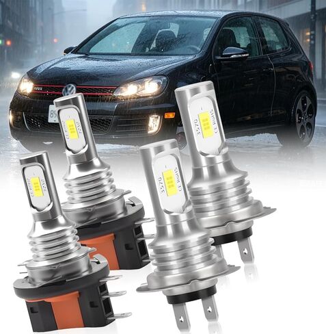 For Volkswagen Golf GTI 2010-2018 LED Headlight Bulbs, 4-Pack H15 High Beam (with DRL) + H7 Low Beam, 6000K White Plug-and-Play Canbus Ready Conversion Kit in Kuwait
