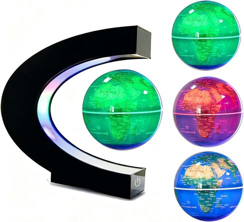 Magnetic Levitation Floating Rotating World globe for children With Colored Lamp And Touch Switch For Men Boss Cool home/Office Decor unique Gifts Or Kids Desk Tech accessories Gadget teenage Toys in Kuwait