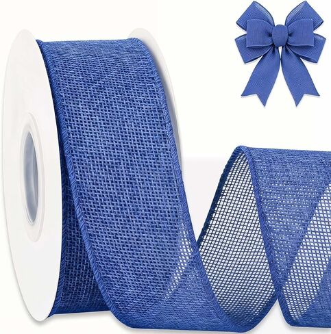 Light Blue Burlap Wired Edge Ribbon, 2.5 Inches Wide x 10 Yards Long, Jute Ribbon for Crafting Big Bows, Wreaths, Christmas Tree Decorations, Outdoor Holiday Displays, DIY Projects and Home Decor in Saudi Arabia