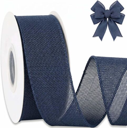 Light Blue Burlap Wired Edge Ribbon, 2.5 Inches Wide x 10 Yards Long, Jute Ribbon for Crafting Big Bows, Wreaths, Christmas Tree Decorations, Outdoor Holiday Displays, DIY Projects and Home Decor in Saudi Arabia