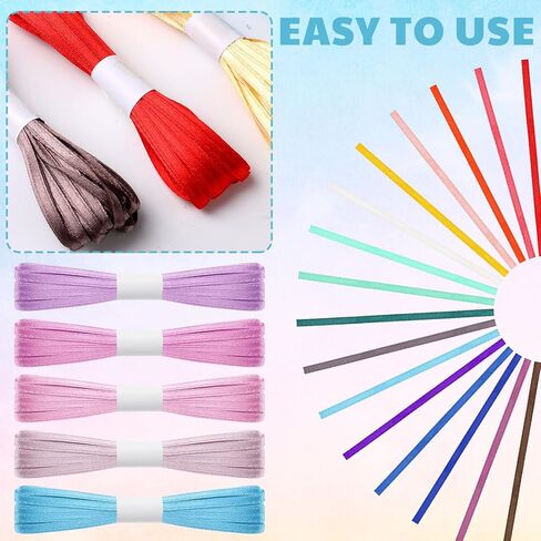 GliCraft 60 Rolls 1/8 Inch Ribbon 360 Yards, Solid Satin Ribbon Set for Crafts DIY Decoration Sewing Scrapbooking Invitation Card Hair Bow Wrapping Tags, 6 Yards x 30 Colors in Saudi Arabia